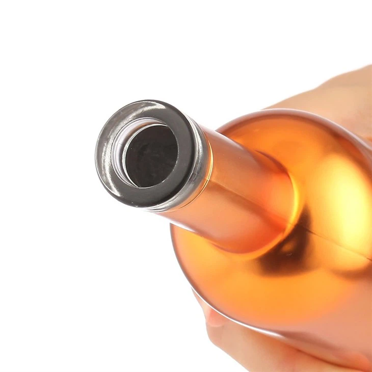 Golden Color Round Long Neck Wine Bottle